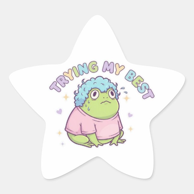 Adesito Estrela Sapo Tentando ao Máximo Sticker Sapo Estressado Fo (Frente)