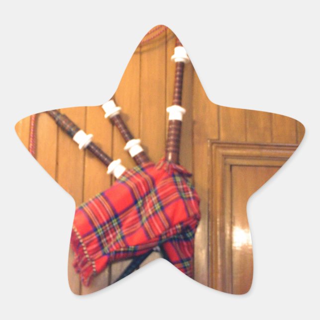 Adesito Estrela Scotland Bagpipe Tartan Xadrez Instrumento Musical (Frente)