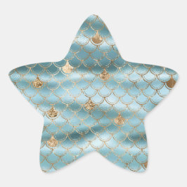 Adesito Estrela Sereia Dourada Azul Aqua