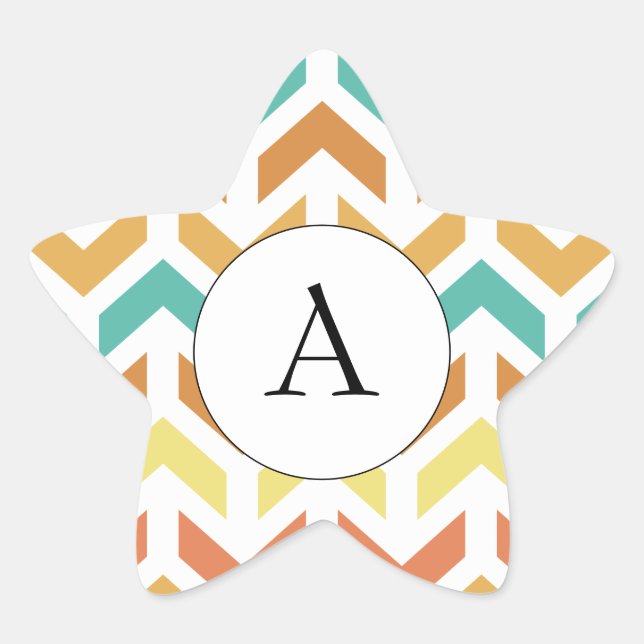 Adesito Estrela Setas Retro Chevron Laranja Teto Dourado Inicial (Frente)