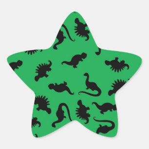 Adesito Estrela Silhuetas de Dinossauros em Padrão de Fundo Verde