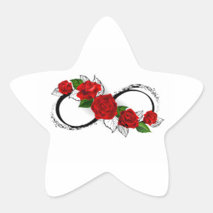 Adesito Estrela Símbolo Infinity com Rosa vermelha