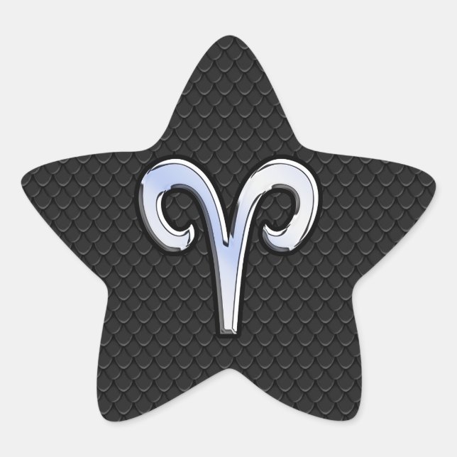 Adesito Estrela Símbolo Moderno de Cromo Como Aries Zodiac (Frente)