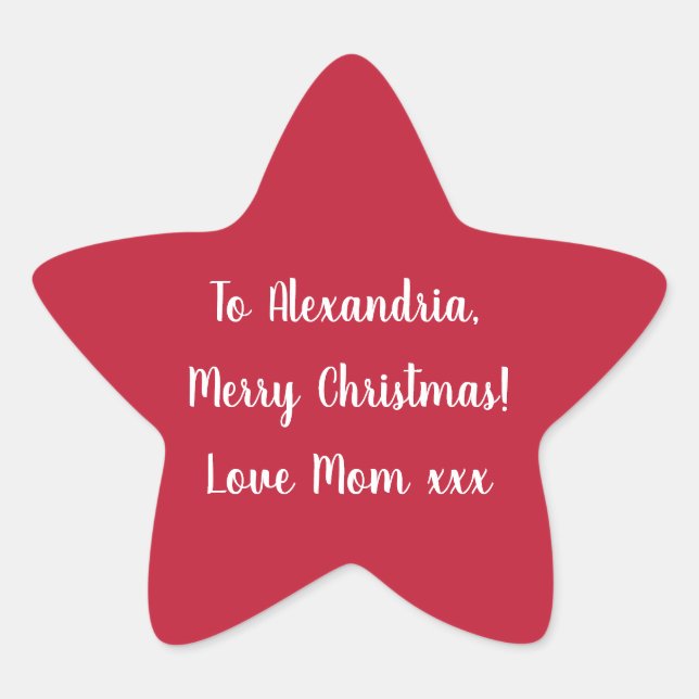 Adesito Estrela Simple Merry Christmas from Mom Red and White (Frente)