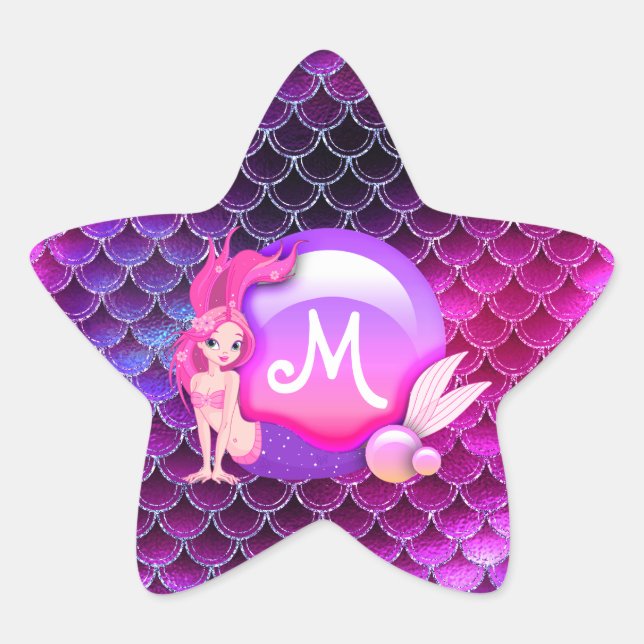 Adesito Estrela Smermaid Pearls and Scales Monograma, ID600 Rosa (Frente)