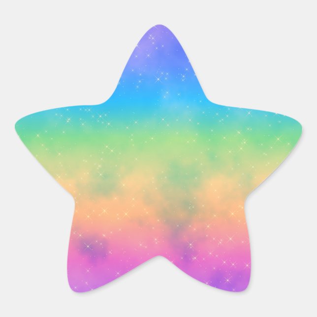 Adesito Estrela Sparkly Hot Rainbow Sky Sticker (Frente)