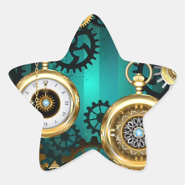 Adesito Estrela Steampunk Jewelry Watch em um fundo verde (Frente)