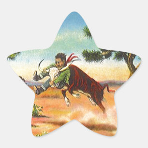 Adesito Estrela Sticker Vintage Cowboy Steer Wrangler Rodeo Stars