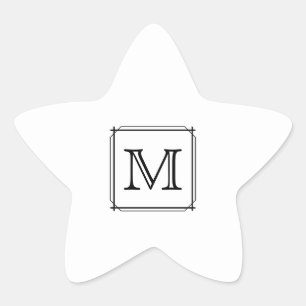 Adesito Estrela Sua Carta. Monograma personalizado. Preto & Branco