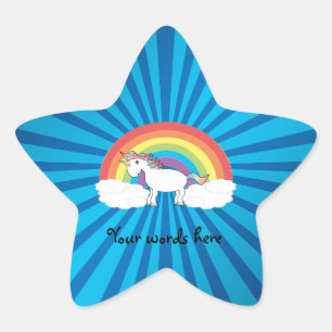 Adesito Estrela Sunburst do azul do unicórnio do arco-íris