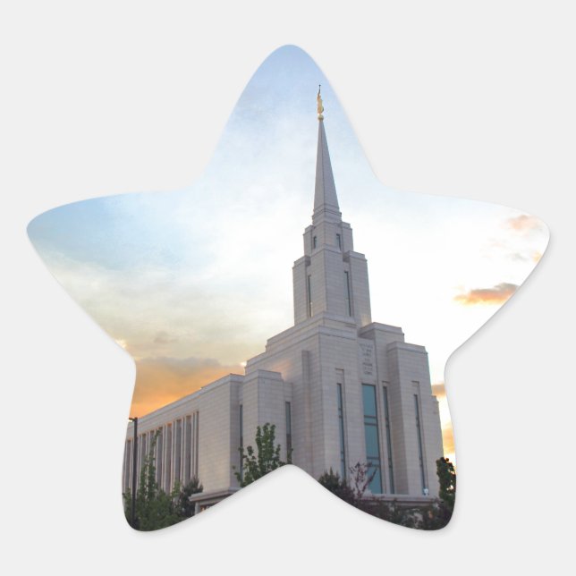 Adesito Estrela Sunset do Templo de Utah, Montanha Oquirrh LDS (Frente)
