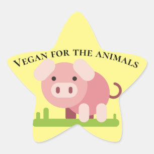 Adesito Estrela Sweet Cartoon Pig com Mensagem Pro Vegan