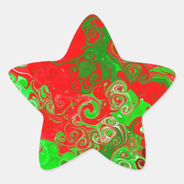 Adesito Estrela Swirls de Natal Vermelho e Verde (Frente)
