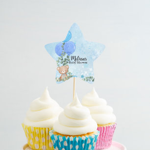 Adesito Estrela Tampo de Cupcake Oh Boy Balão Azul Eucalipto
