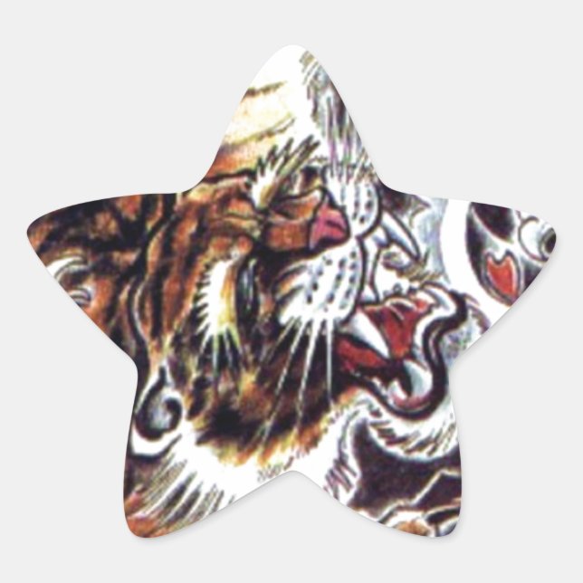 Adesito Estrela Tatuagem de Tigre Japonês (Frente)