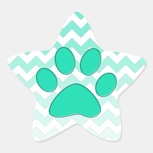 Adesito Estrela Teal Chevron Paw Zig Zag Monograma (Frente)