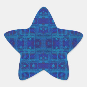Adesito Estrela Tecido azul, padrão geométrico abstrato, desenha