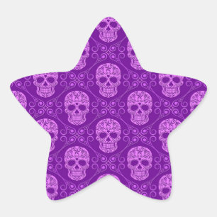 Adesito Estrela Teste padrão roxo do crânio do açúcar