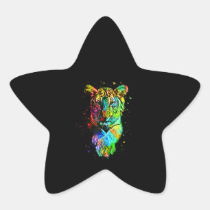 Adesito Estrela Tigre Pop de Arte Colorida