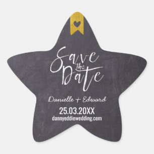 Adesito Estrela Tipografia de Quadro Negro Rústico Dourado Salve o