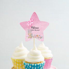 Adesito Estrela Torta doce menina balão Eucalipto Topper