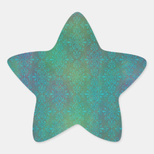 Adesito Estrela Turquesa Abstrata Damasko Multicolorido