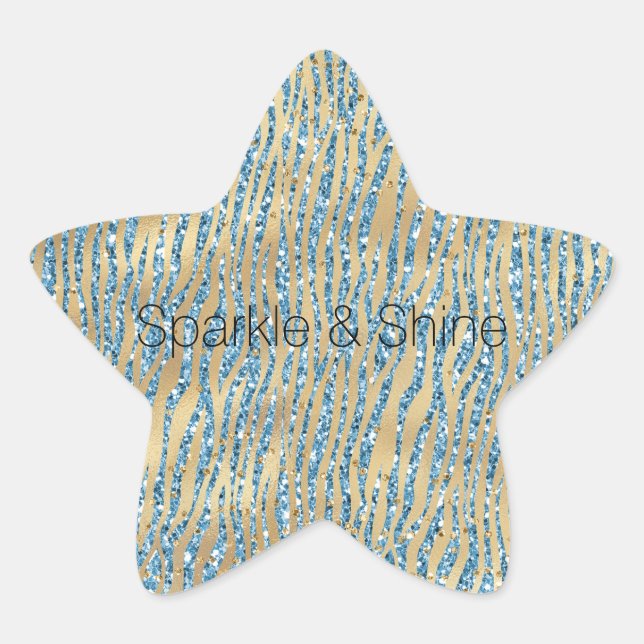 Adesito Estrela Turquoise Aqua Glitter Gold Sparkle Zebra Print   (Frente)