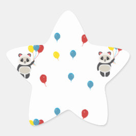 Adesito Estrela Urso-Panda com balões brancos