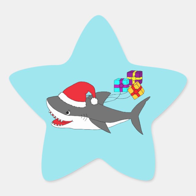 Adesito Estrela Vinheta com um tubarão de férias giro (Frente)