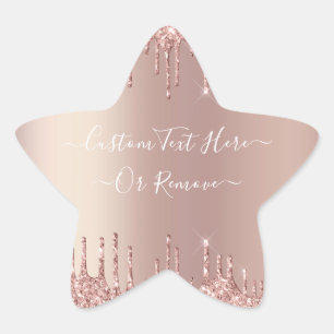Adesito Estrela Vinheta de Texto Personalizada Glitter Sparkle ros