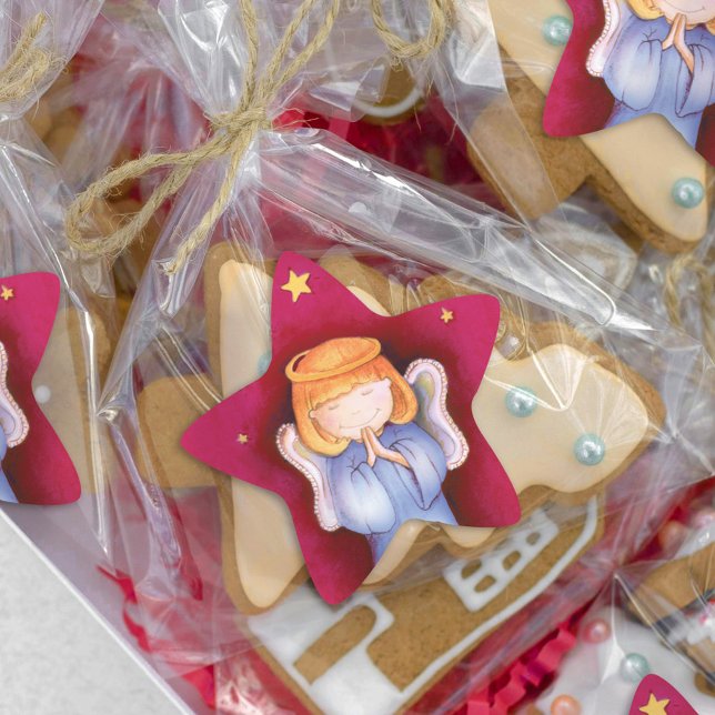 Adesito Estrela Vinheta vermelha de anjo de Natal (Criador carregado)