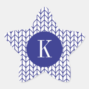Adesito Estrela Vinhetas em forma de estrela KNIT de LINHA AZUL + 