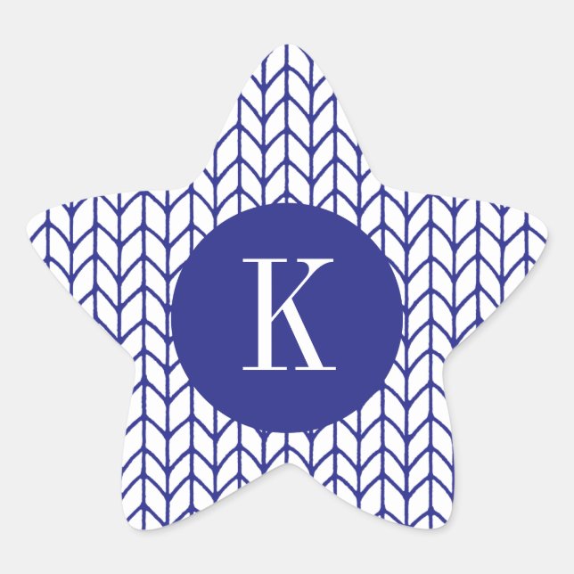 Adesito Estrela Vinhetas em forma de estrela KNIT de LINHA AZUL +  (Frente)