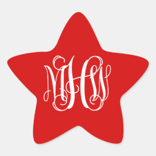 Adesito Estrela Vinho Branco Vermelho Monograma de Letra Maiúscula