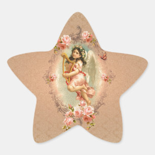 Adesito Estrela Vintage anjo vitoriano ornamento histórico de rosa