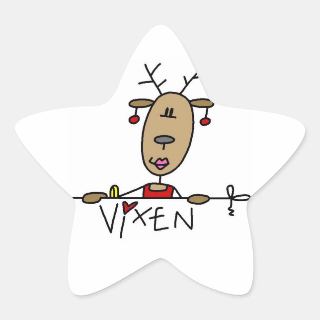 Adesito Estrela Vixen Reindeer Camisetas de Natal e presentes (Frente)