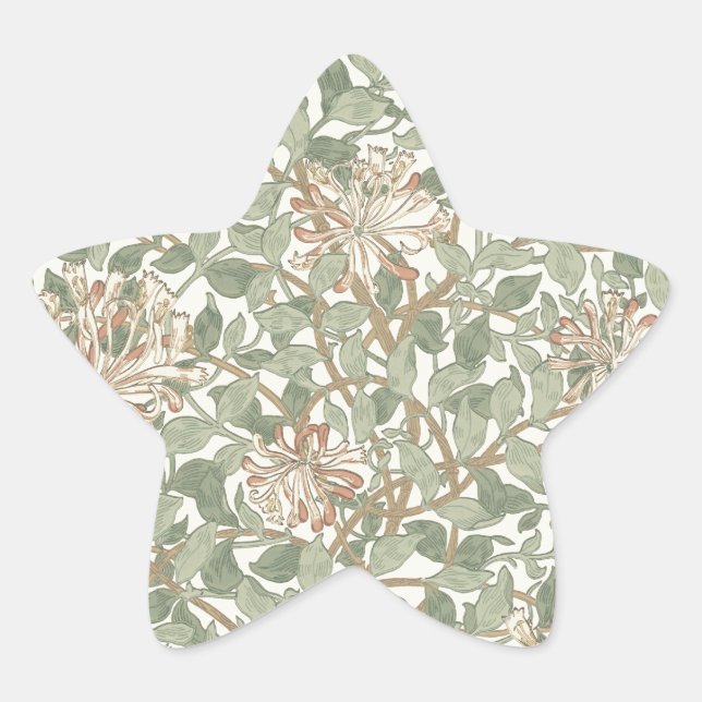 Adesito Estrela William Morris Honeysuckle Green Floral (Frente)