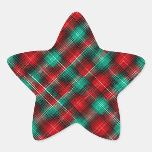 Adesito Estrela Xadrez de Natal vermelho e verde