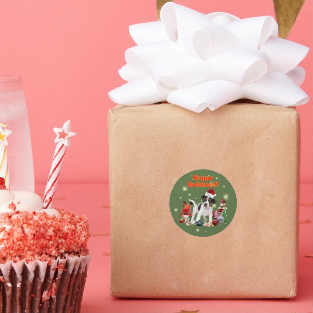 ADESIVO かわいいジャックラッセルテリアとおもちゃ ハッピーホリデー♡ (Festa)