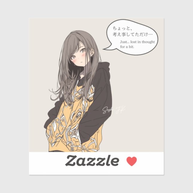 ADESIVO ちょっと考え事してただけステッカー｜寿司娘シール (Folha)