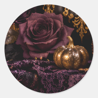ADESIVO ゴシックハロウィン 紫の薔薇とパンプキン 招待状シール