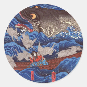 Adesivo 怪物鮫, tubarão do monstro do 国芳, Kuniyosh