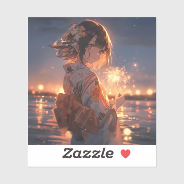 Adesivo 手持ち花火/Hand held fireworks | 東京娘 GenerartiveAI シール (Folha)