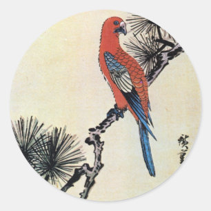 Adesivo 松にインコ, pinho do 広重 e Parakeet, Hiros