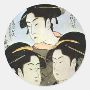 Adesivo 江戸の三美人, mulheres bonitas do 歌麿 tr