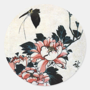 Adesivo 牡丹に蝶, peônias do 広重 e borboleta, Hiro