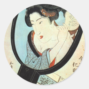 Adesivo 鏡の中の女, mulher no espelho, Kunisada do