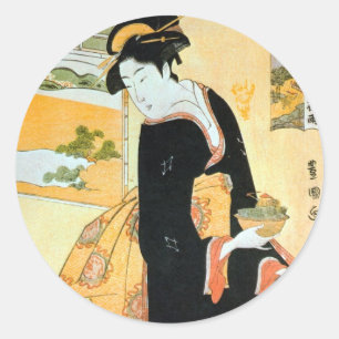 Adesivo 黒い着物の女, mulher do 豊国 do quimono pr