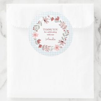 Adesivo 001 Sky Blue Wildflower Bow Frame Gingham