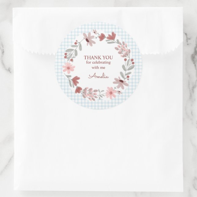 Adesivo 001 Sky Blue Wildflower Bow Frame Gingham (Bolsa)